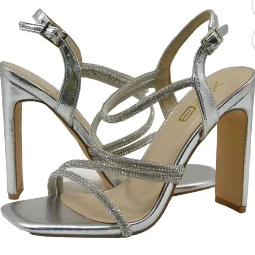 BRAND X2B WOMEN'S ALLYY-5N EMBELLISHED OPEN TOE BLOCK HEEL SANDALS